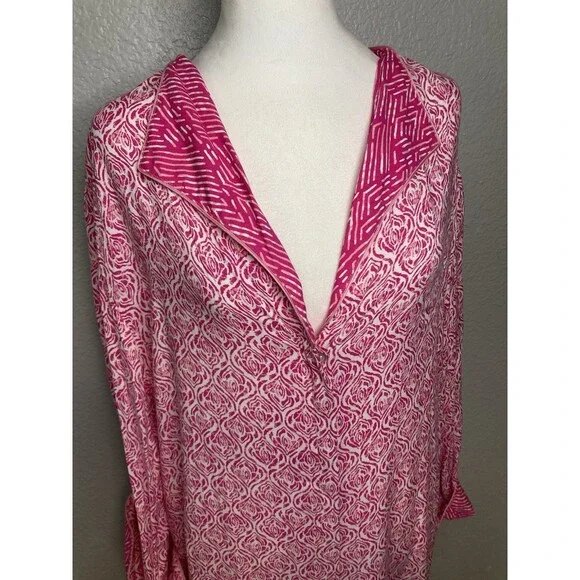 Oscar de la Renta Pink Label Long Robe Kaftan MuMu Button Front Women's L/XL